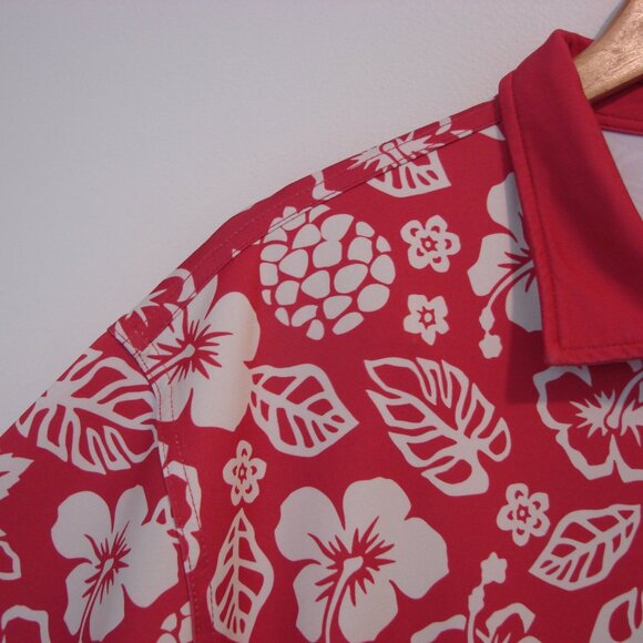 Rolo Golf Polo Shirt Raspberry Hawaiian Floral Print Short Sleeve Size XXL - Picture 4 of 12